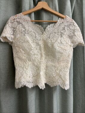 Vintage Watters and Watters Ivory Lace Bridal Top Separate Cap Sleeves Size 6